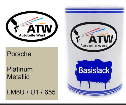 Porsche, Platinum Metallic, LM8U / U1 / 655: 500ml Lackdose, von ATW Autoteile West.